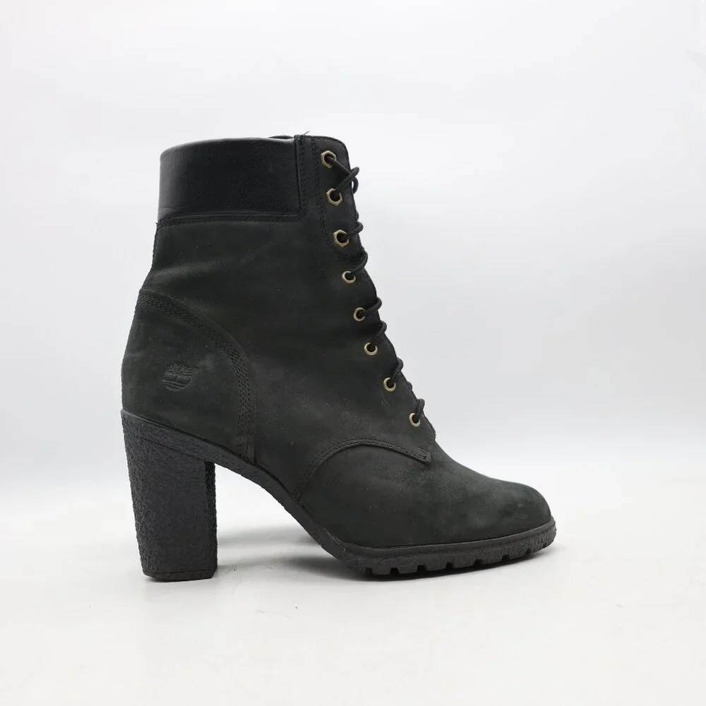 Timberland Tillston 6 Inch Women's Size 9 Booties Black High Heel Block Boots